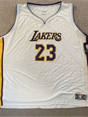 Fanatics Los Angeles Lakers White Jersey with Purple & Gold #23